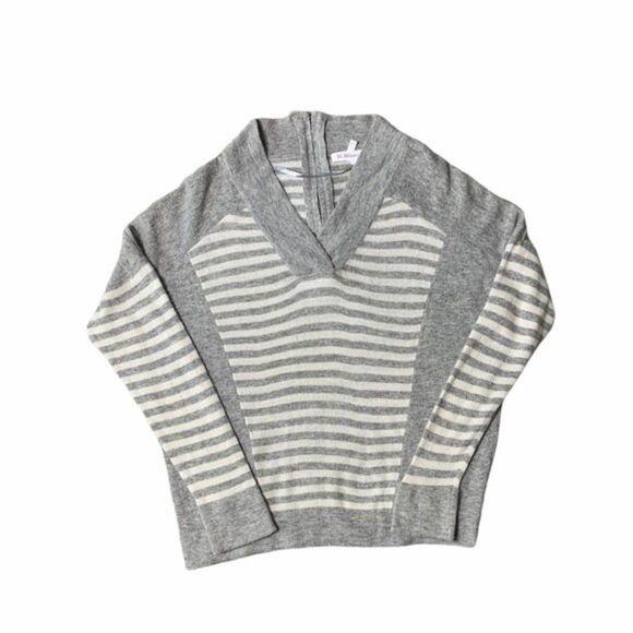 BCBGeneration Sweater Womens Small Wool Shawl Collar Academia Prep Gray Striped - Picture 11 of 11